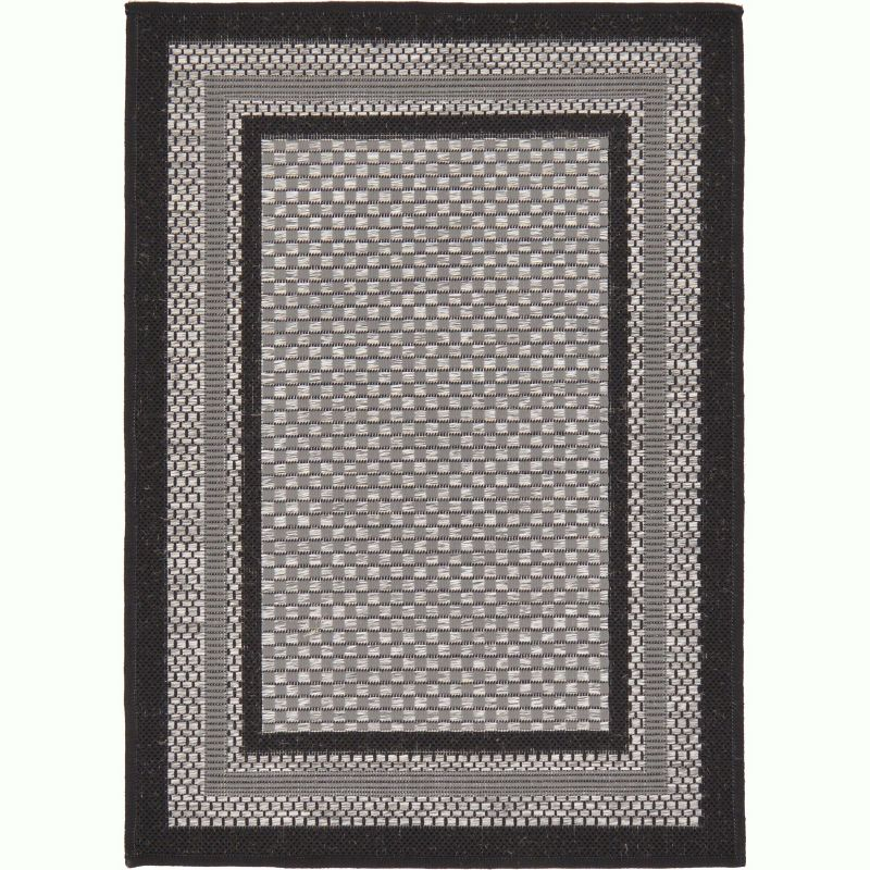 Unique Loom 2' 2 x 3' 0 Gray Outdoor Border Multi Border Area Rug
