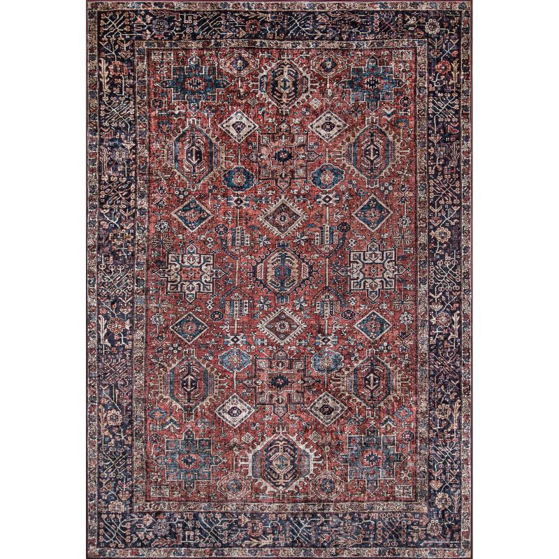 6'x9' Karachi Mila Area Rug Rust - Momeni: Bohemian Geometric Medium Pile, Indoor, Polyester, Machine Made