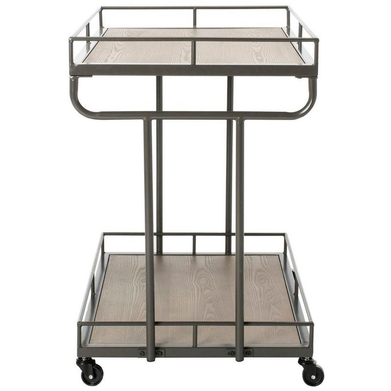 Dawson 2 Tier Rectangle Bar Cart - BCT6200A - Rustic Oak/Gunmetal - Safavieh