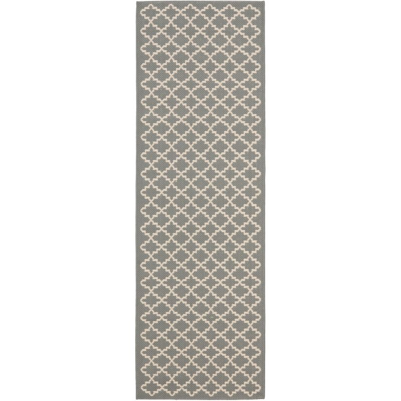 Courtyard CY6919 Power Loomed Indoor and Outdoor Runner Rug - Anthracite/Beige - 2'3"x18' - Safavieh