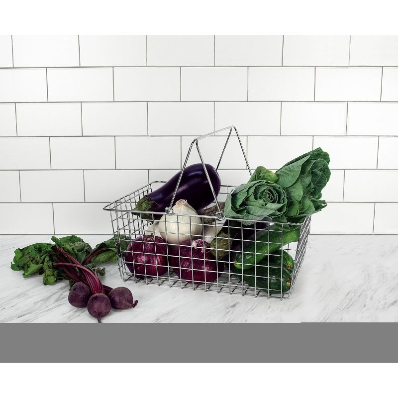Spectrum Diversified Large Wire Basket: Metal Storage Utility, Multicolored, 21.5" W x 11.75" H, No Assembly Required