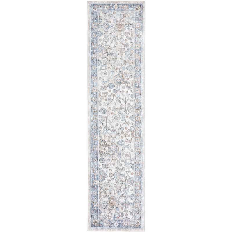 Jasmine JSM343 Power Loomed Runner Rug - Ivory/Blue - 2'2"x9' - Safavieh