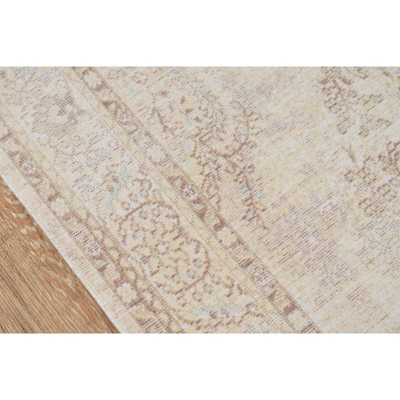 Momeni 2'7"x8' Isabella Kimora Machine Loomed Runner Rug Ivory: Geometric Medallion Pattern, Low Pile, Indoor Use