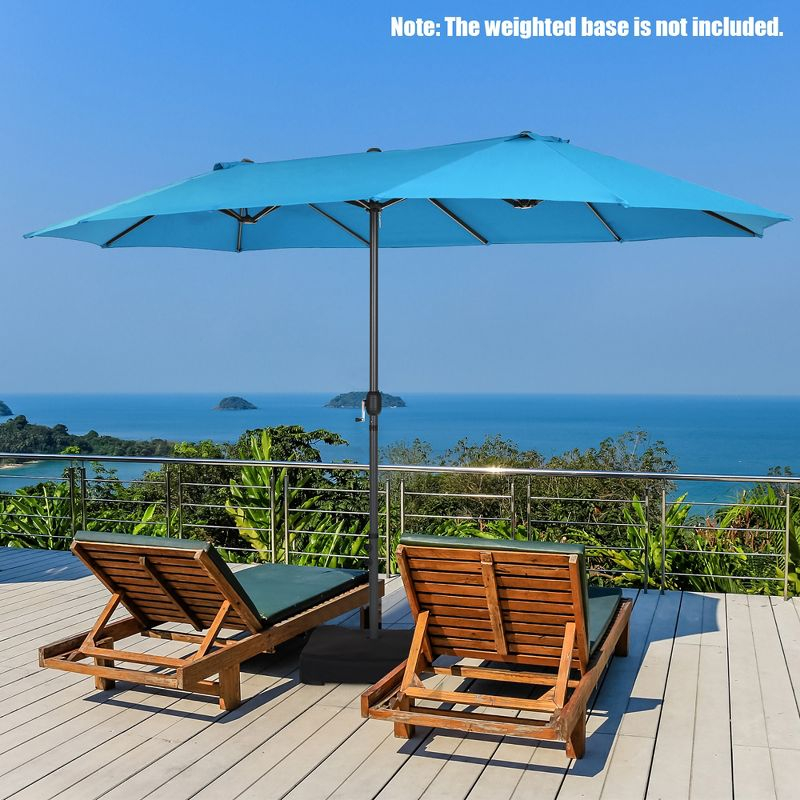 Costway 15FT Patio Double-Sided Umbrella Crank Outdoor Garden Market Sun Shade Blue