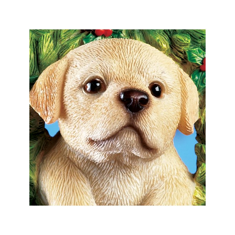 Collections Etc Hand Painted Pet-In-Wreath Hanging Christmas Tree Ornament Labrador