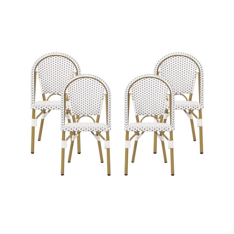 Christopher Knight Home Elize 4pk Outdoor French Cafe Chairs - Gray/White/Bamboo