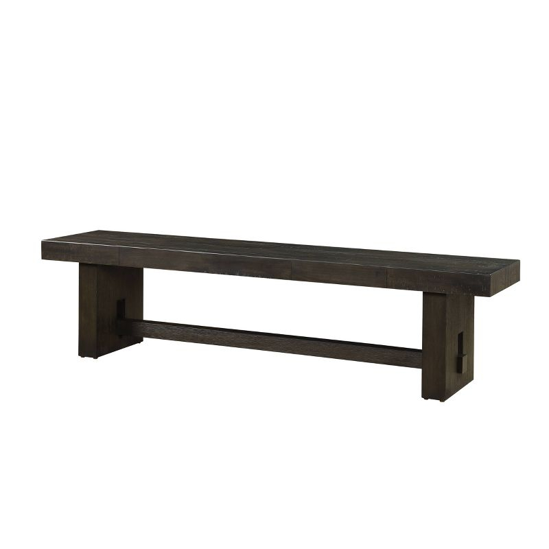 Acme Furniture Haddie Bench Distressed Walnut: Rectangular Wood Frame, Nailhead Trim, Seats 2