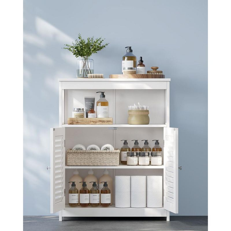 VASAGLE Bathroom Floor Cabinet, Bathroom Storage Cabinet, Freestanding, with Double Shutter Doors and Adjustable Shelf, White