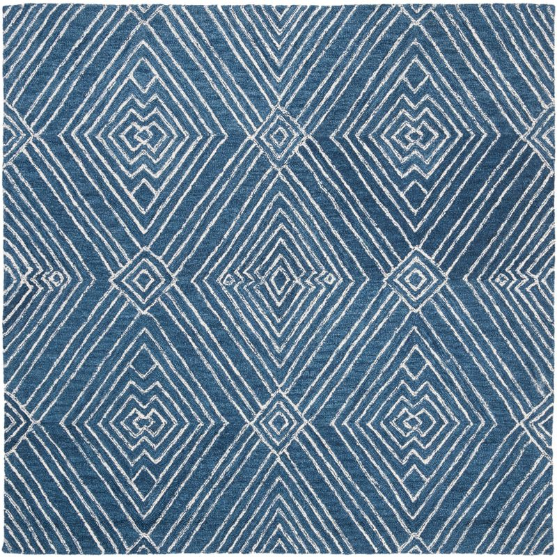 Micro-Loop MLP608 Hand Tufted Indoor Area Rug - Navy/Ivory - 5'x5' - Safavieh