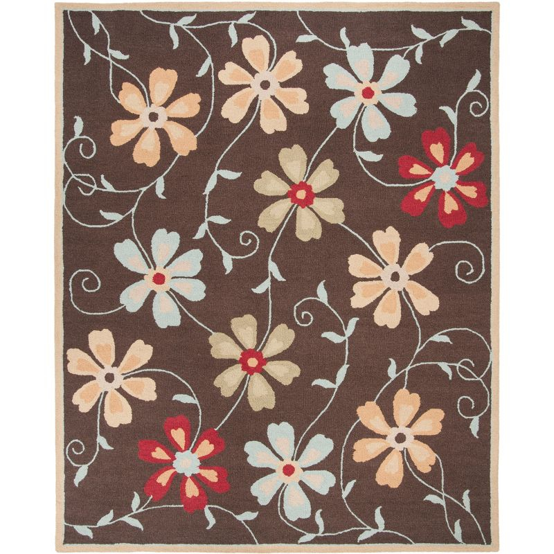 Blossom BLM784 Hand Hooked Area Rug - Brown/Multi - 8'x10' - Safavieh.