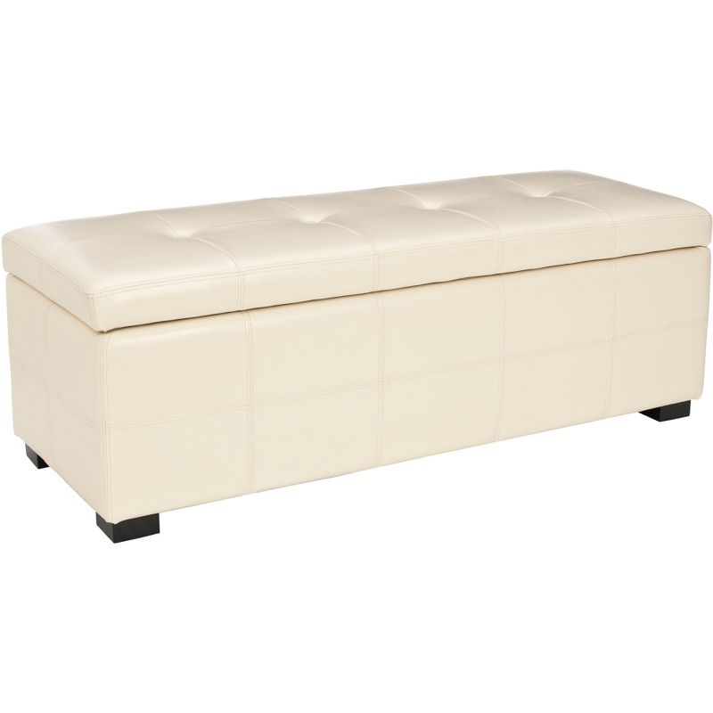 Maiden Tufted Storage Bench Large - Flat Cream - Safavieh