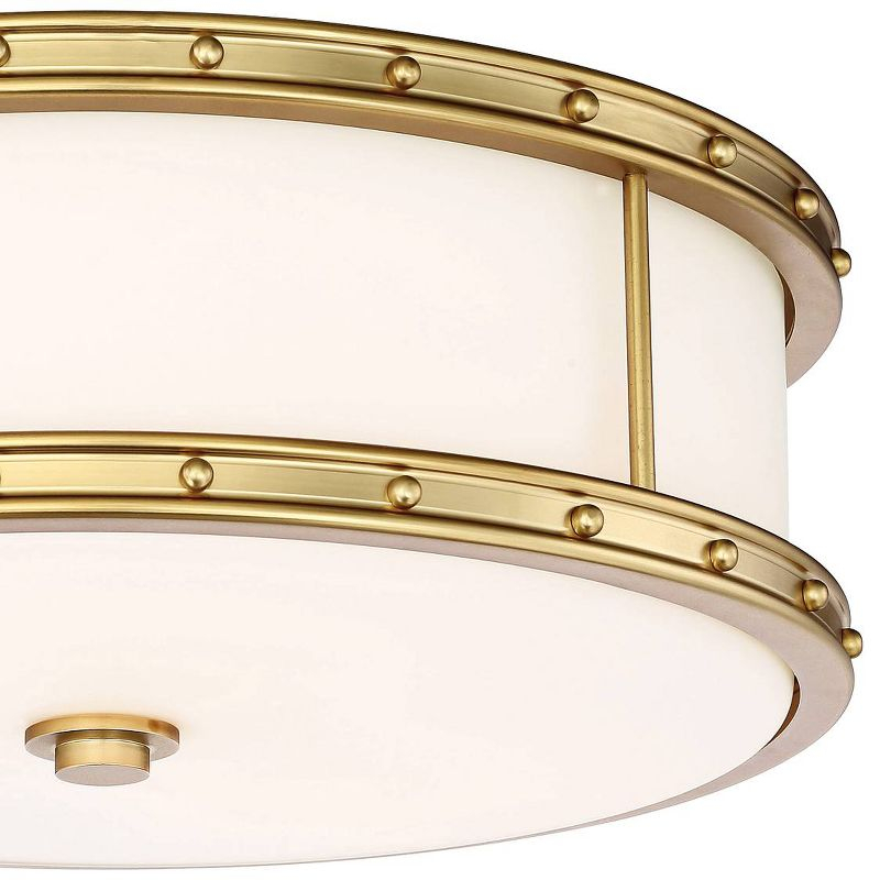 Minka Lavery Modern Ceiling Light Flush Mount Fixture 15 1/2" Liberty Gold Etched Opal White Glass Shade for Bedroom Kitchen House