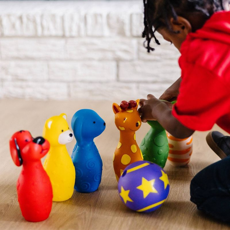 Melissa & Doug K's Kids Bowling Friends Play Set and Game With 6 Pins and Convenient Carrying Case