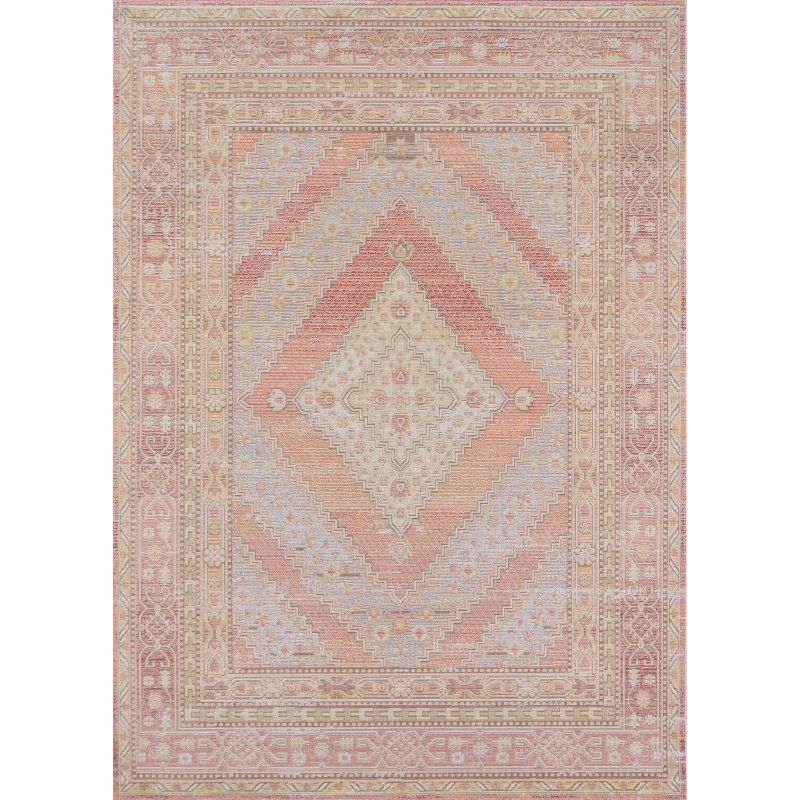Momeni 9'3"x11'10" Isabella Orla Machine Loomed Area Rug Pink: Classic Medallion Pattern, Low Pile, Indoor Use