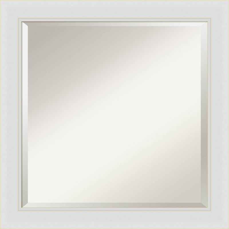 24" x 24" Flair Framed Bathroom Vanity Wall Mirror Soft White - Amanti Art: Satin Finish, Square Shape, No Assembly