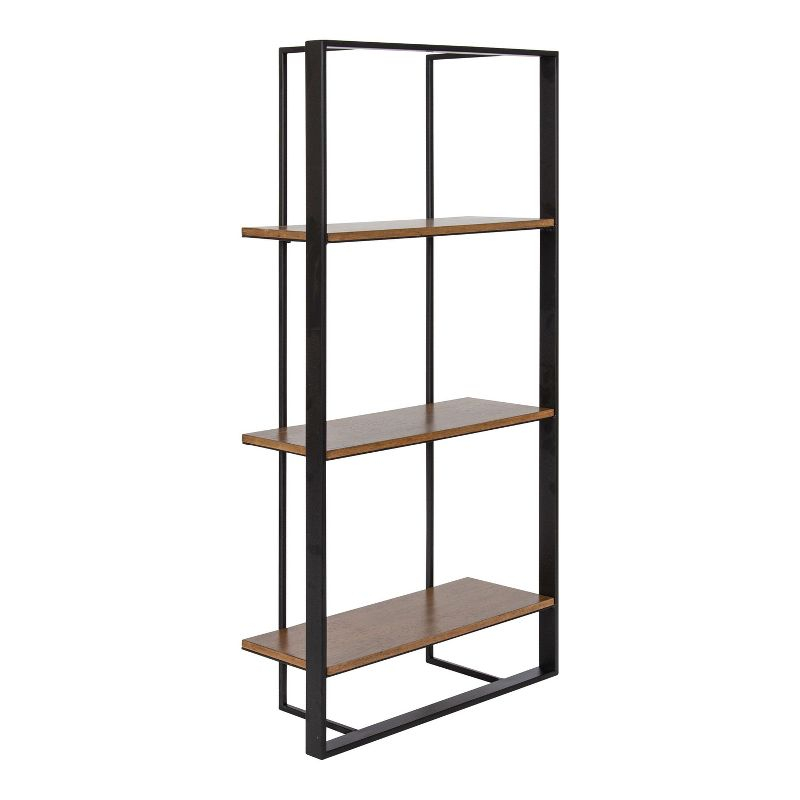 Kate and Laurel Kercheval Rectangle Metal Accent Shelf, 15x32, Rustic Brown
