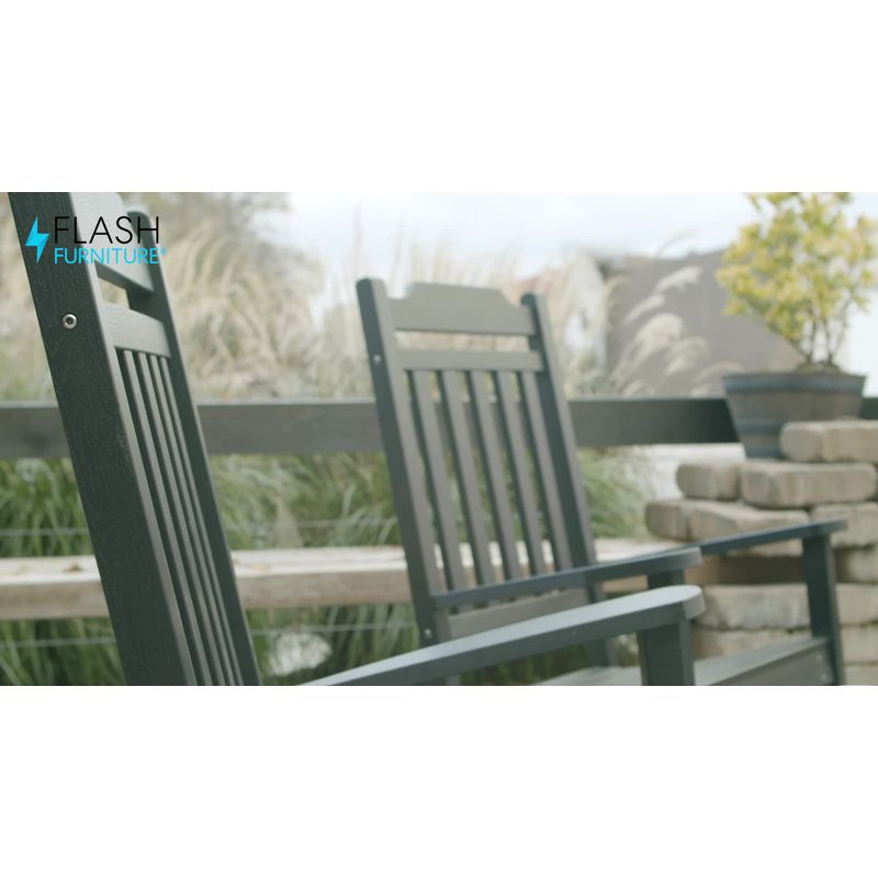 Flash Furniture Winston All-Weather Poly Resin Rocking Chair in Black