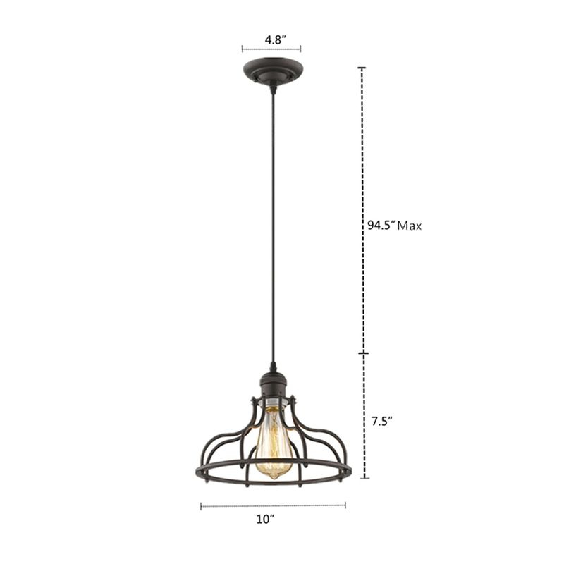 Chloe Lighting Jaxon Industrial-Style 1 Light Rubbed Bronze Ceiling Mini Pendant 10" Wide