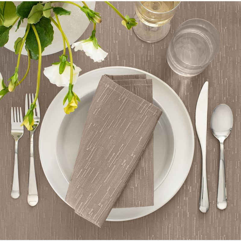Continental Solid Texture Water and Stain Resistant Napkins, Set of 4 - 17" x 17" - Taupe - Elrene Home Fashions