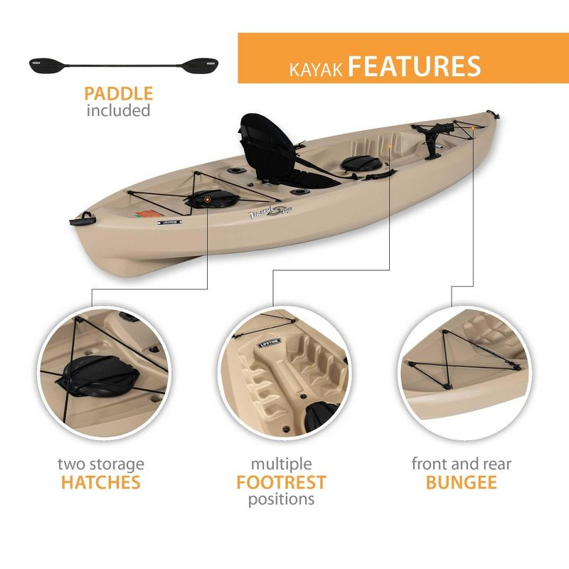 Lifetime Tamarack Angler Sit-On-Top Kayak with Paddle, Tan, 120"