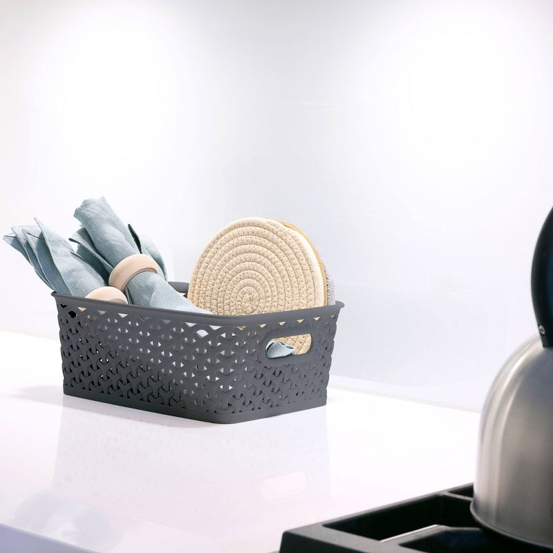 Y-Weave Small Decorative Storage Basket Gray - Brightroom™