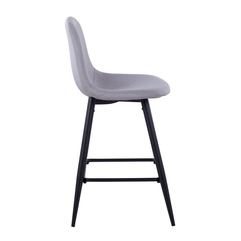 Set of 2 Pebble Counter Height Barstools Black/Light Gray - LumiSource: Upholstered Metal Frame, 250lb Capacity