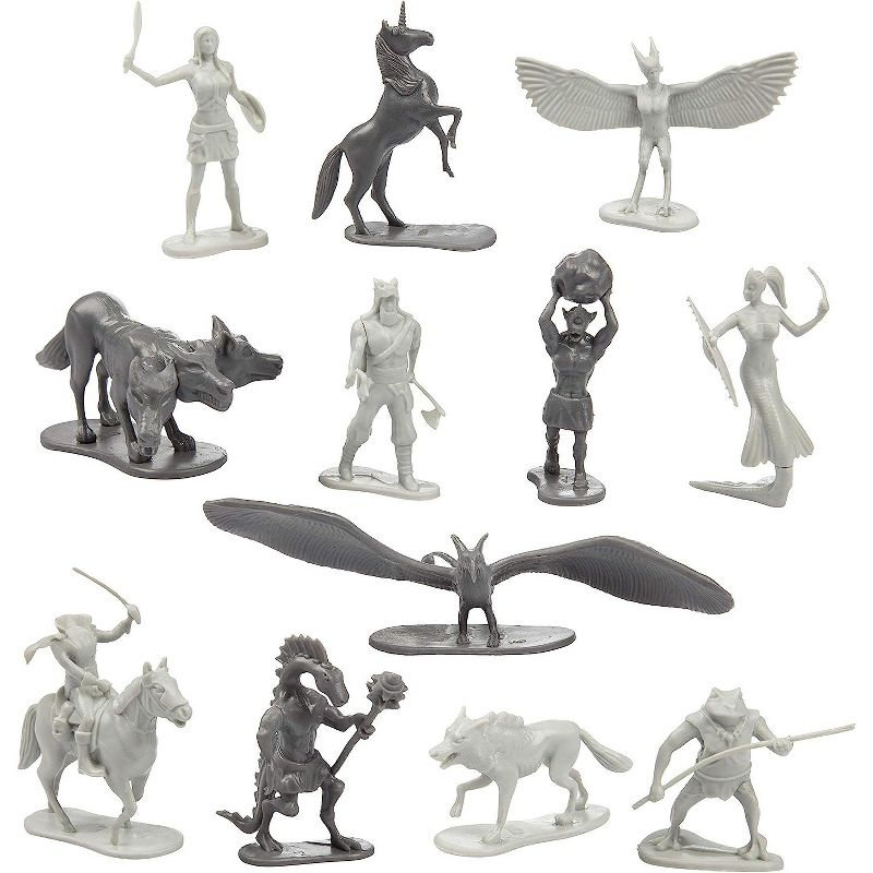 SCS Direct Fantasy Creatures Mini Action Figure Playset - 56pc Toy Monster Miniatures w 12 Different Sculpts
