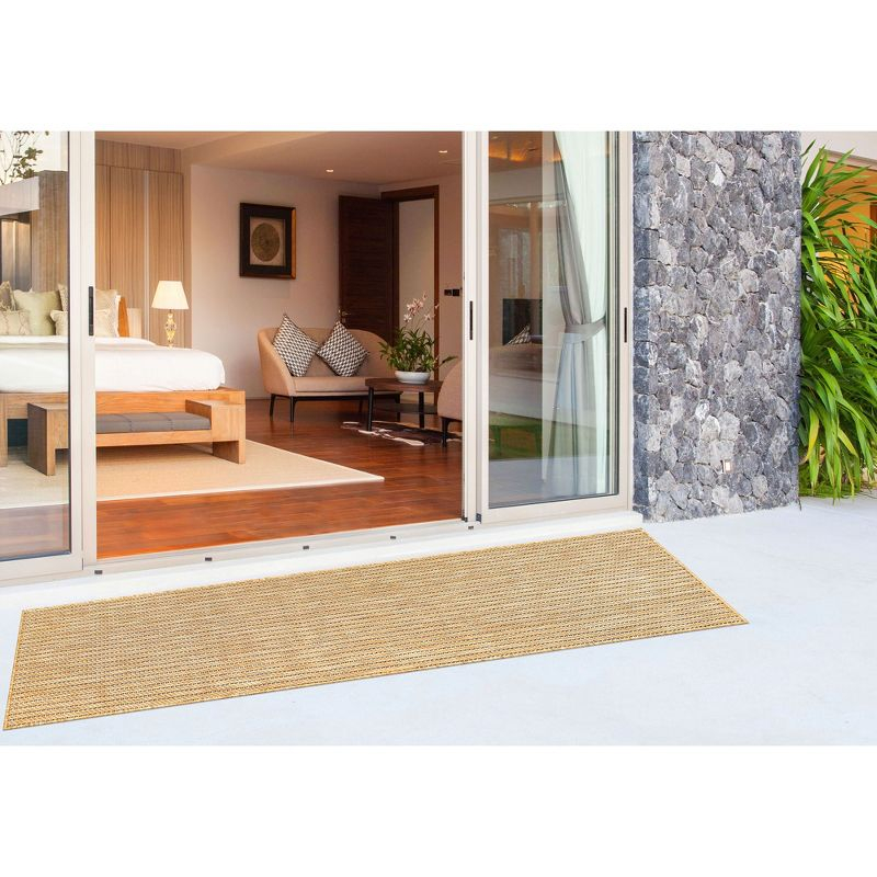 Liora Manne Carmel Texture Stripe Indoor/Outdoor Rug Sand 1'11" x 4'11"