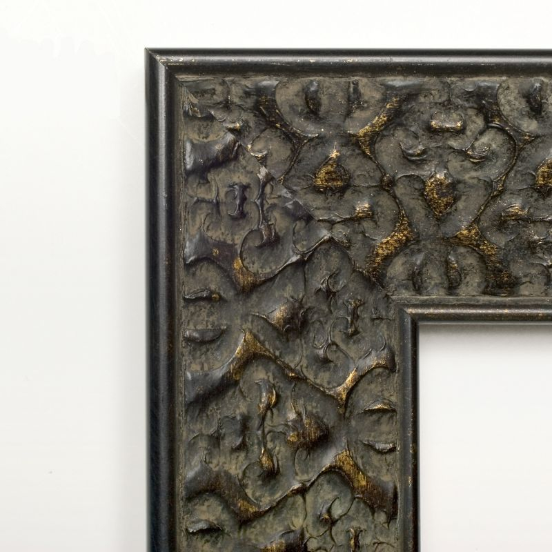 Amanti Art Intaglio Embossed Black Wood Picture Frame Opening Size 11x14 in. (Matted To 8x10 in.)