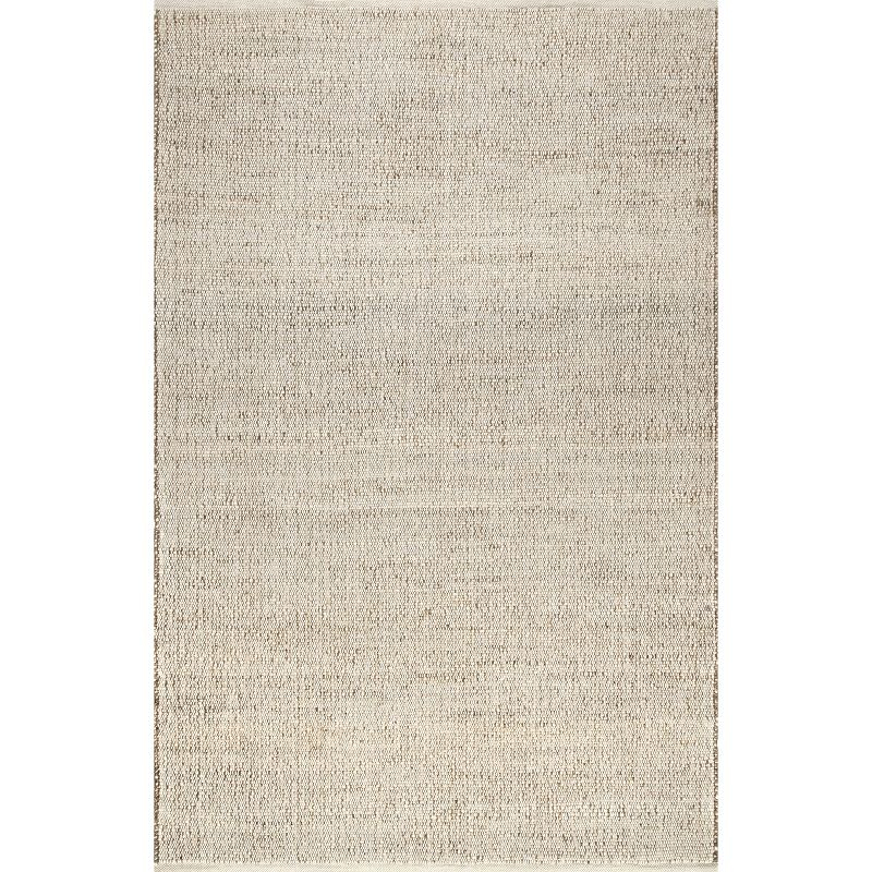 Nuloom 5x8 Elfriede Jute & Cotton Hand Woven Indoor Area Rug, Natural, Solid Rustic Farmhouse Style Natural Fiber Bedroom, Living Room,