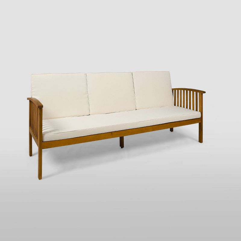 Carolina Acacia Wood Patio Sofa Teak - Christopher Knight Home: Weather-Resistant Outdoor Couch with Cushions