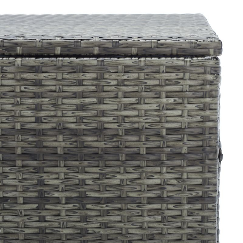 Oliveira Outdoor Cushion Deck Box - Grey Brown/White Cushion - Safavieh