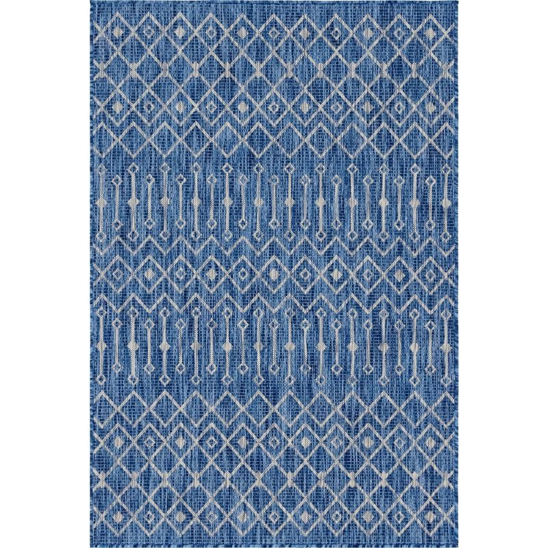 Unique Loom 4' 1 x 6' 1 Rectangle Indoor/Outdoor Trellis Blue Area Rug
