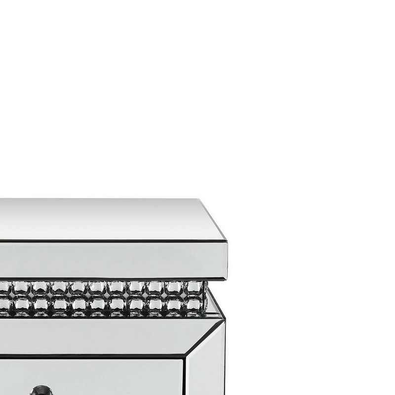 Acme Furniture 18" Lotus Mirrored Accent Table with Faux Ice Cube Crystals: Beveled Edges