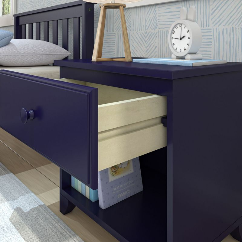 Max & Lily Classic Wood Nightstand with 1 Drawer, Kids Bedside Table/End Table, Small Nightstand for Bedroom, Blue