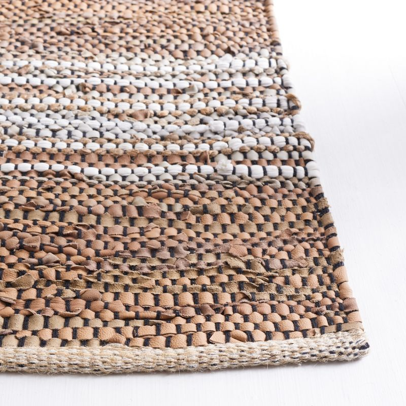 Vintage Leather VTL204 Hand Woven Area Rug - Light Brown/Ivory - 3'x5' - Safavieh.