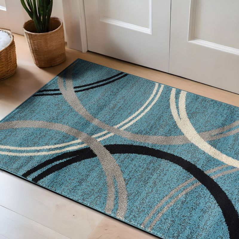 World Rug Gallery Contemporary Abstract Circles Design Area Rug - BLUE 2'7"x4'
