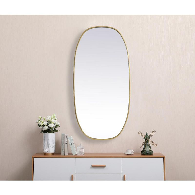 Elegant Lighting Metal Frame Oval Mirror 24x48 Inch in Brass