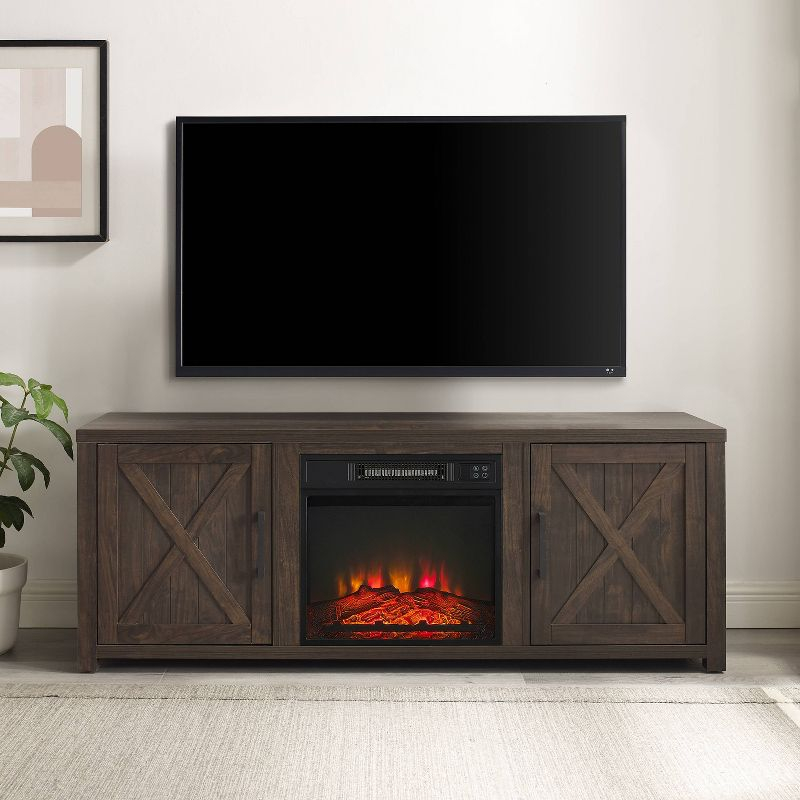 58" Gordon Low Profile TV Stand for TVs up to 65" with Fireplace Dark Walnut - Crosley