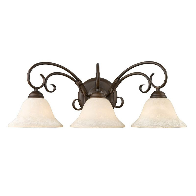 Golden Lighting Homestead 3-Light Vanity Light in Rubbed Bronze with Tea Stone Glass