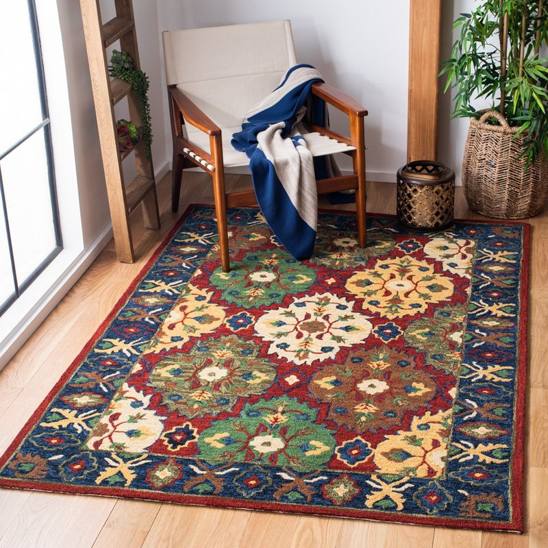 Heritage HG354 Hand Tufted Area Rug - Red/Blue - 5'x8' - Safavieh.