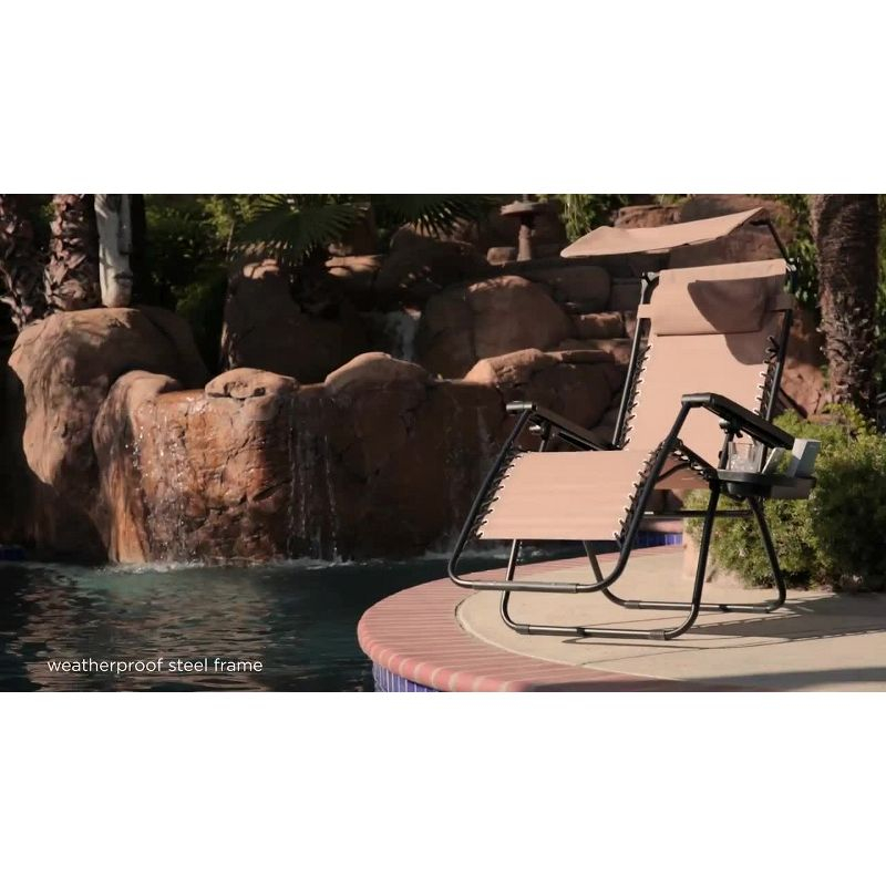 Best Choice Products Folding Zero Gravity Recliner Patio Lounge Chair w/ Canopy Shade, Headrest, Tray - Amethyst Purple