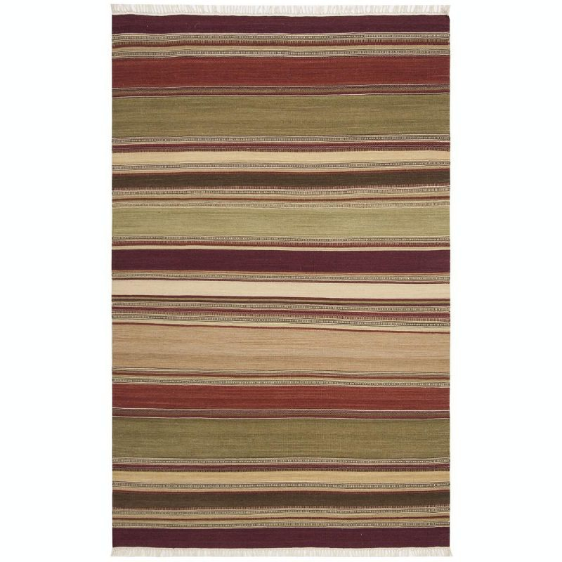 Striped Kilim STK313 Hand Woven Indoor Area Rug - Red - 4'x6' - Safavieh.