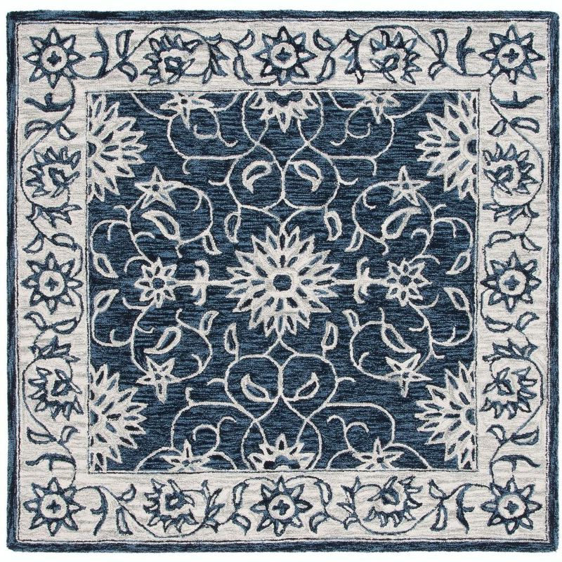 Jardin JAR601 Hand Tufted Area Rug - Navy/Ivory - 6'x6' - Safavieh
