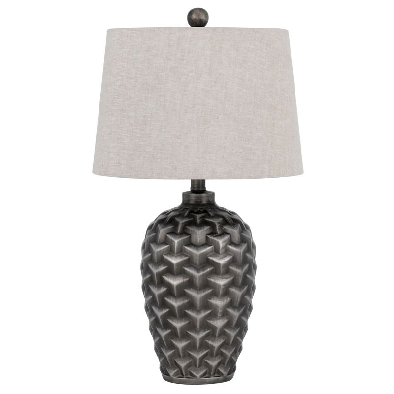 Cal Lighting Dresano resin table lamp with linen hardback taper drum shade
