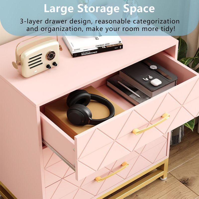 3 Drawer Dresser for Bedroom, Modern Wood Dressers Chest of Drawers with Storage