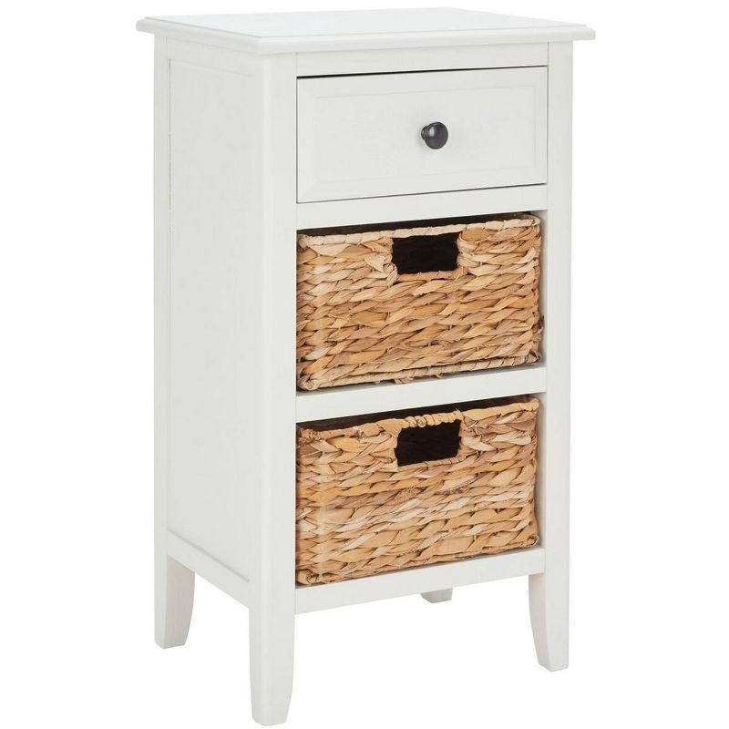 Everly Drawer Side Table - Vintage White - Safavieh.