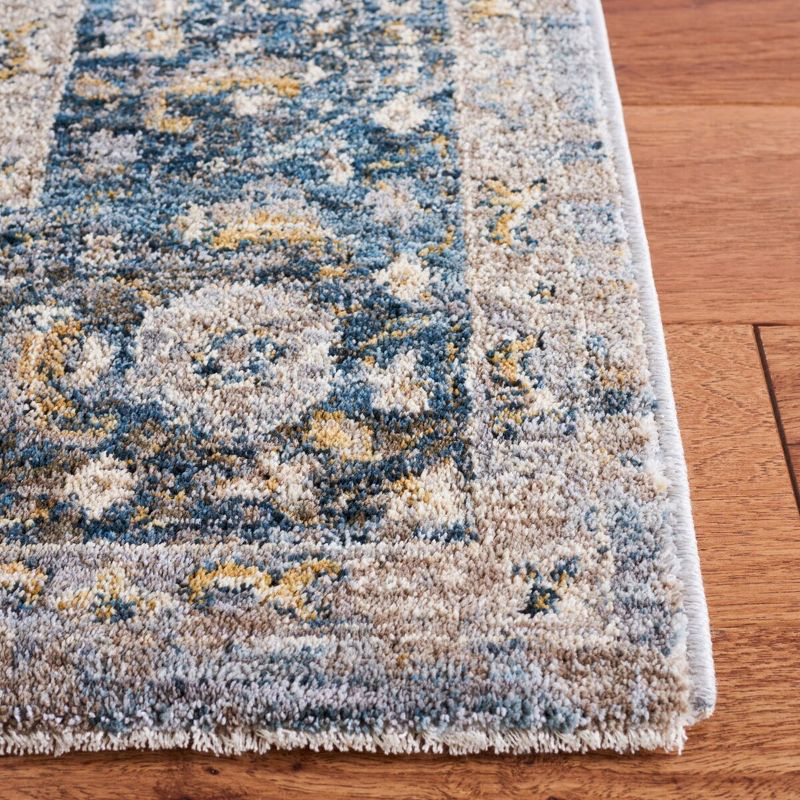 Valencia VAL568 Power Loomed Area Rug - Dark Blue/Yellow - 6'4"x6'4" - Safavieh.