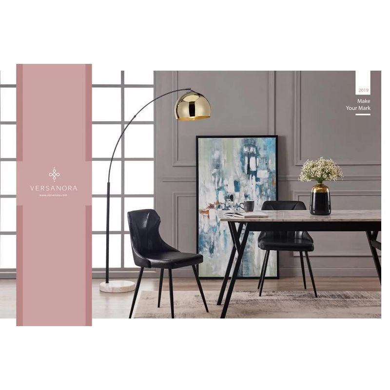 40" Home Office Computer Desk with Metal Base Marble/Brass - Teamson Home: Veneer Top, No Storage, Assembly Required