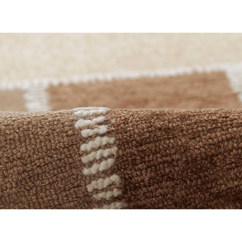 Momeni 5'x8' Archer Aten Geometric Handtufted Area Rug Beige: Wool, Low Pile, Indoor, Classic Pattern, Handmade